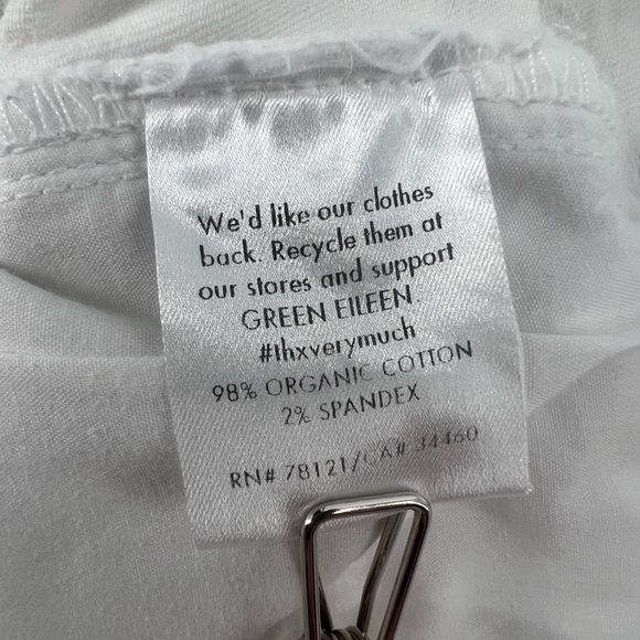 Eileen Fisher White Stretch Organic Cotton Tapered Ankle Jeans Size 8 Women's - Picture 5 of 5